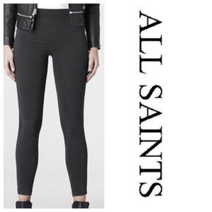 ALL SAINTS lambs leather grey moto leggings size 4